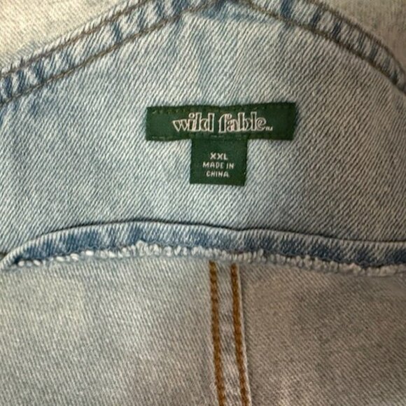 Wild fable denim short distressed / frayed overalls - romper - Picture 16 of 16